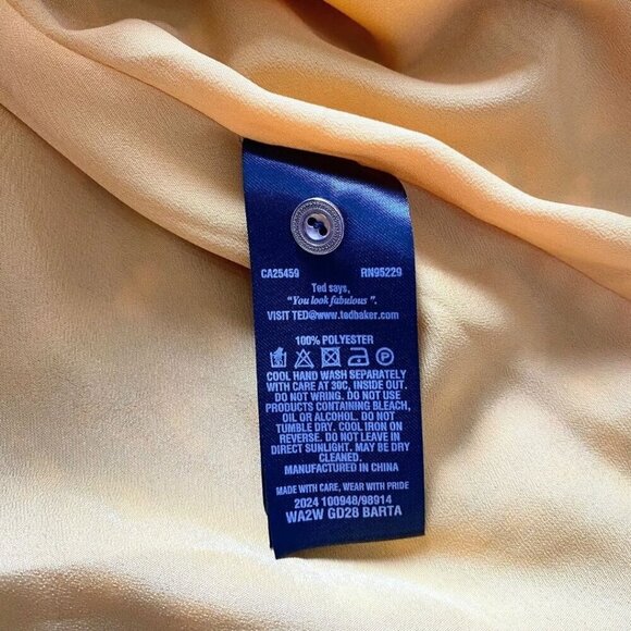 TED BAKER BARTA YELLOW ORANGE FLORAL BLACK SHEER CHIFFON PLEATED A-LINE DRESS - Picture 14 of 14